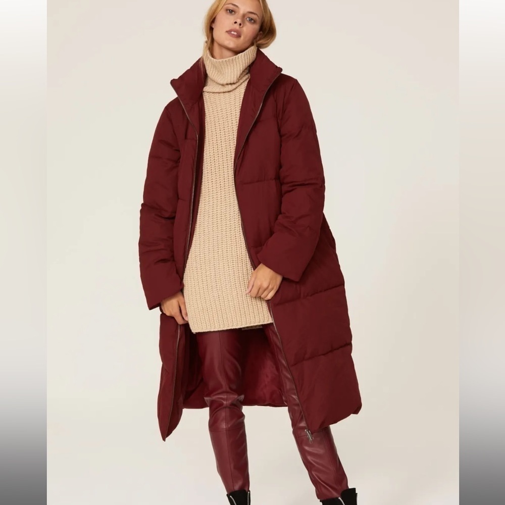 Sweet Baby Jamie Ruby Puffer Coat long line double zipper maroon size large